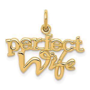 14k Yellow Gold Polished Perfect Wife Charm or Pendant, 22mm